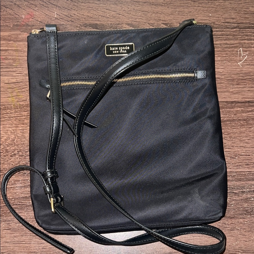 Kate Spade Black Nylon Crossbody with Gold Zipper